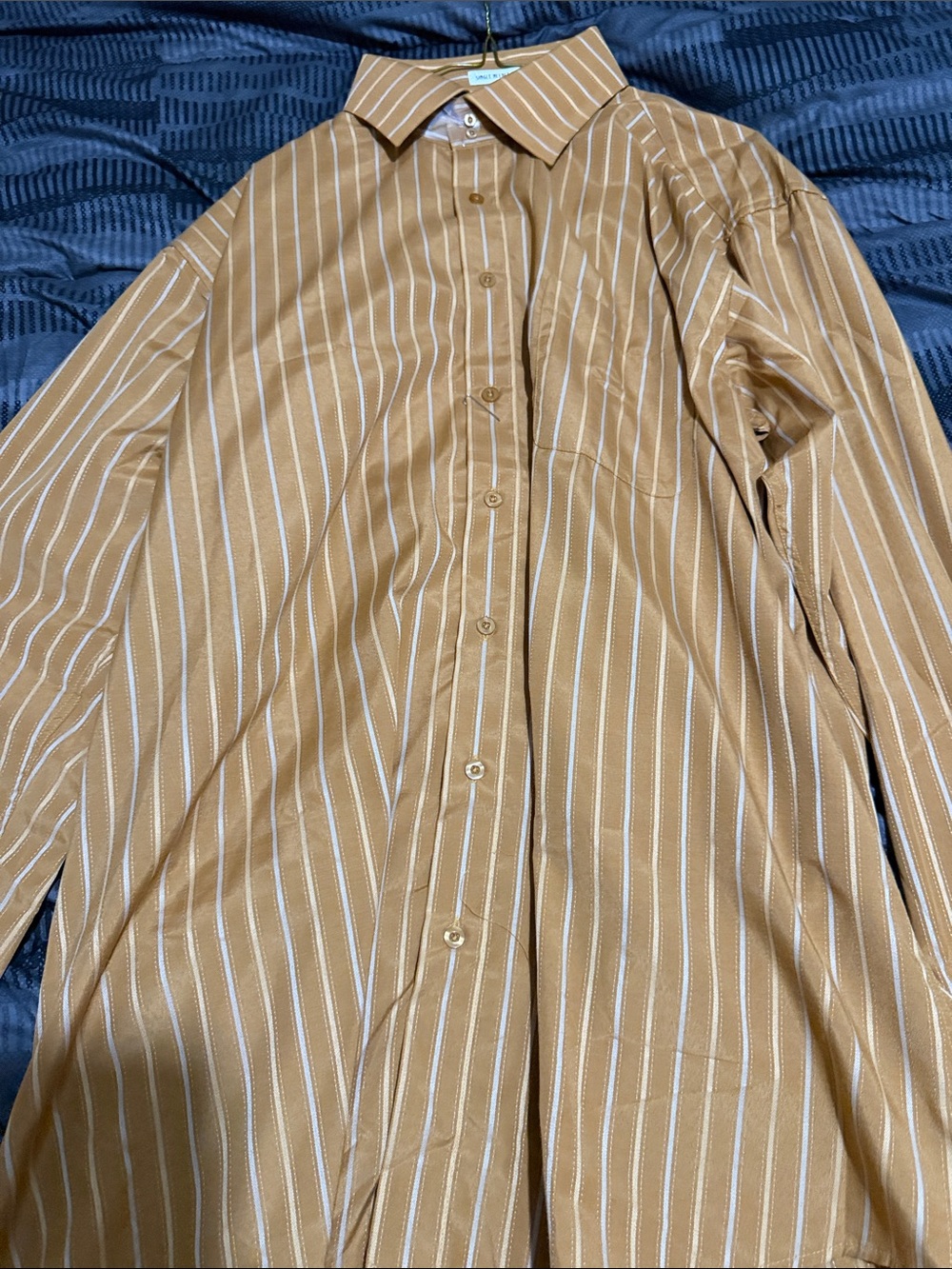 Men's Striped Button-Up Shirt - Tan new never worn